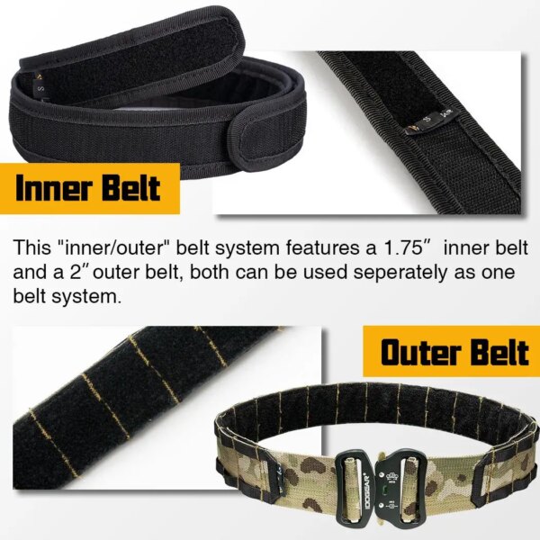 Ceinture de Combat 2 pouces pour hommes, équipement tactique, boucle MOLLE à dégagement rapide