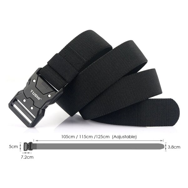 Ceinture élastique unisexe en Nylon, alliage dur, boucle à dégagement rapide, robuste, extensible – Image 5